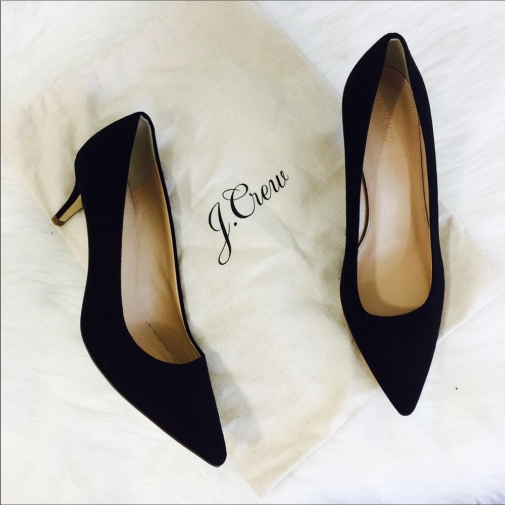 J. Crew Dulci Black Suede Kitten Heels